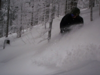 Powderpionier bei der Arbeit